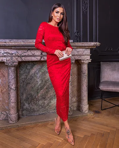 Robe midi en dentelle Royalfashion pour femmes
