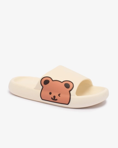 OUTLET Tongs en caoutchouc Royalfashion pour femme avec ours en peluche en écru Levekki