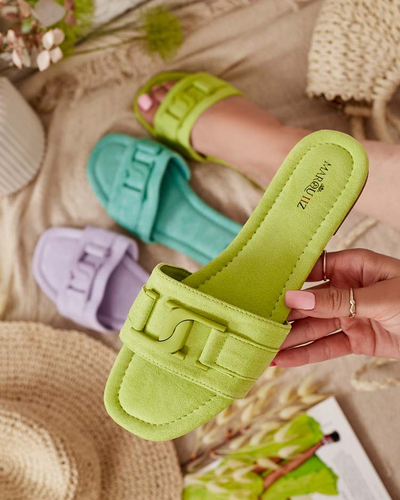 Royalfashion Tongs femme vert fluo avec boucle Rydr