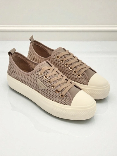 Sneakers pour femmes Hypatia Mesh marron clair pour l'été semelle plate 3cm