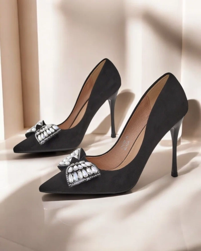 Royalfashion Chaussures à talons hauts pour femmes avec un nœud Cocarte