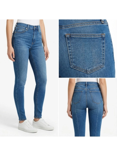 Royalfashion Jeans en coton pour femmes à taille fuselée
