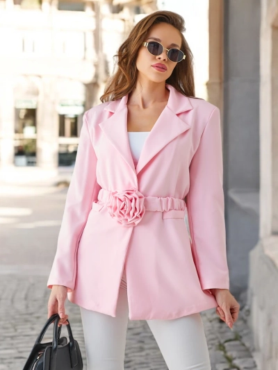 Blazer Royalfashion pour femme avec ceinture et fleur décorative