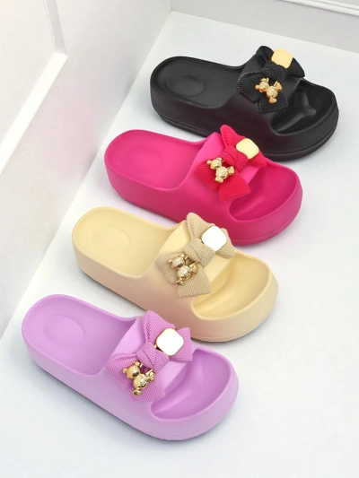 Royalfashion Tongs en caoutchouc pour femme avec nœud décoratif Alday