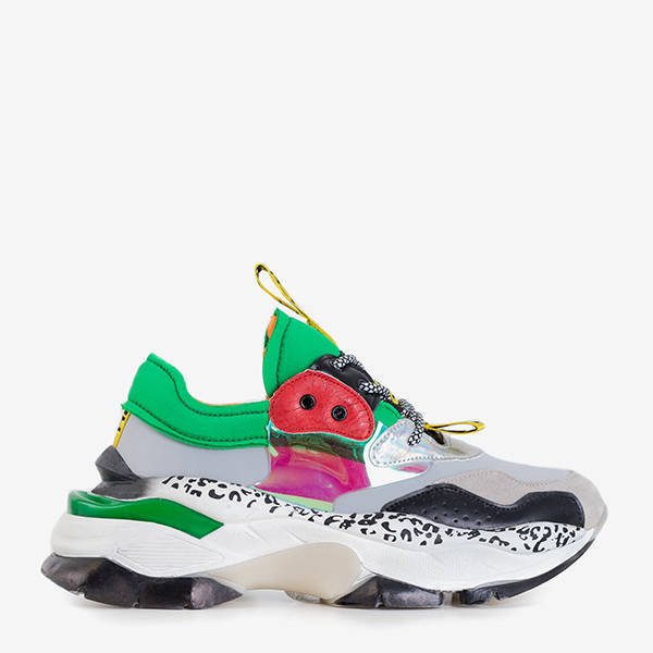 OUTLET Chaussures de sport grises pour femmes avec empiècements colorés Grandini - Chaussures