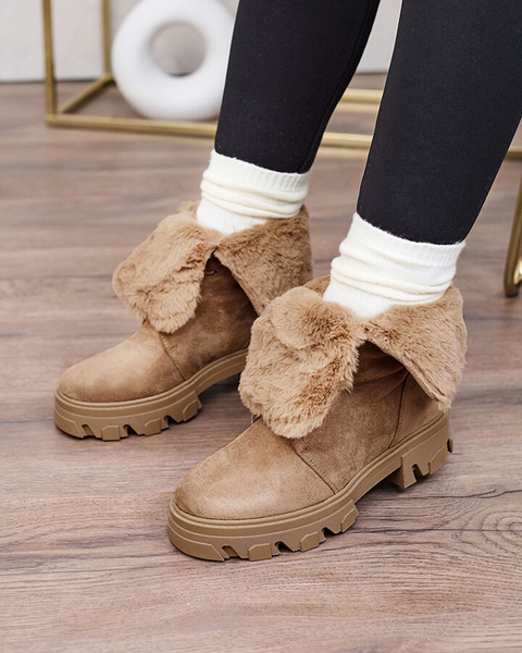 Royalfashion Bottes à lacets pour femmes marron clair Cavenma