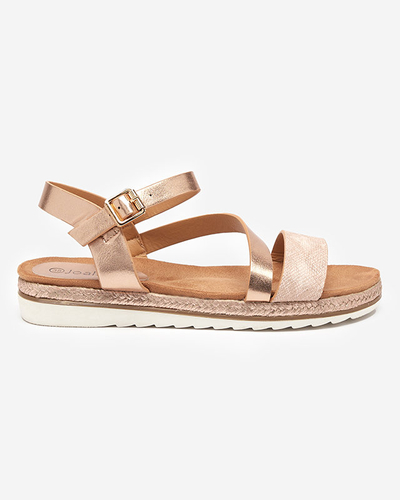 Sandales plates roses et dorées pour femmes Pixaf- Footwear