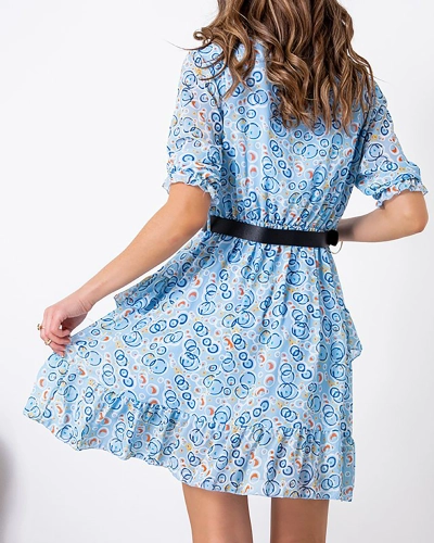 Mini robe femme bleue à motifs - Vêtements