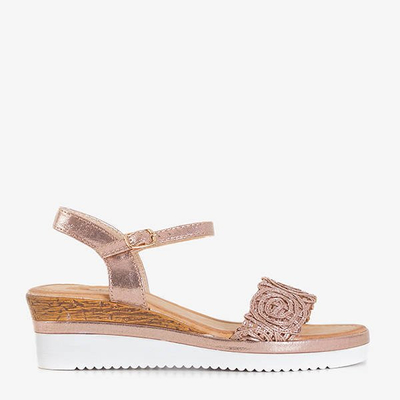 Sandales compensées rose et or Buena - Chaussures