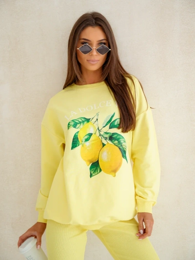 Ensemble en coton Royalfashion pour femmes avec sweat-shirt et leggings citron