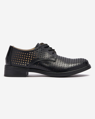Demi-souliers ajourés en cuir écologique noir pour femmes Azedvo- Footwear