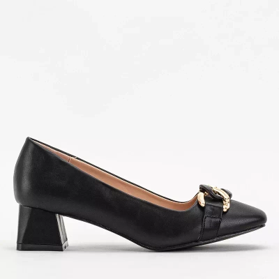 OUTLET Escarpins noirs pour femmes sur tige basse avec décoration Vetina - Chaussures