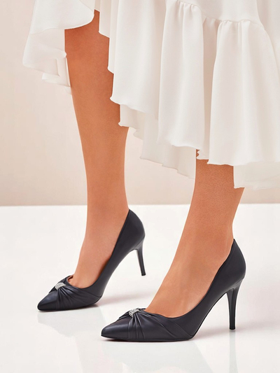 Royalfashion Escarpins pour femmes en cuir écologique Venetia Nera