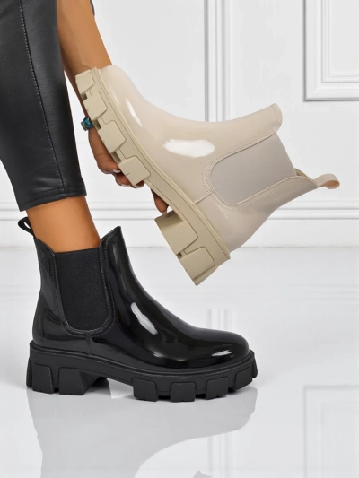 Royalfashion Bottines à semelle massive en cuir écologique verni Calista Weide
