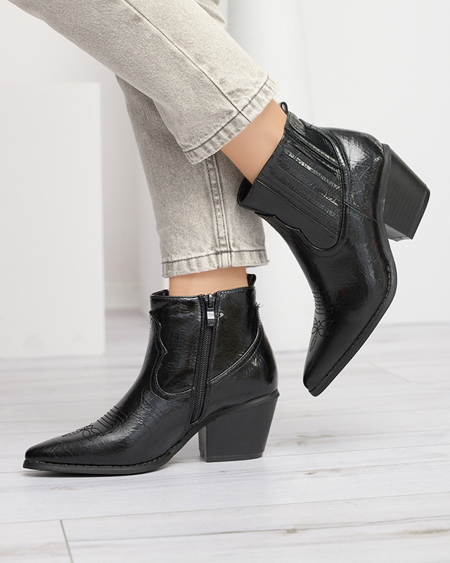 Santiags en cuir écologique noir sur tige basse Subin - Footwear