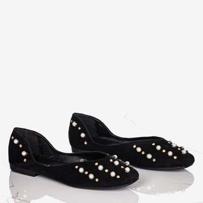 Ballerines noires pour femmes avec perles Emanossa - Chaussures 1