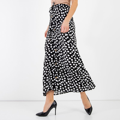 Jupe longue noire à pois - Vêtements