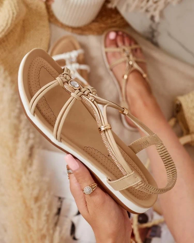 Royalfashion Sandales à zircon pour femme Solin