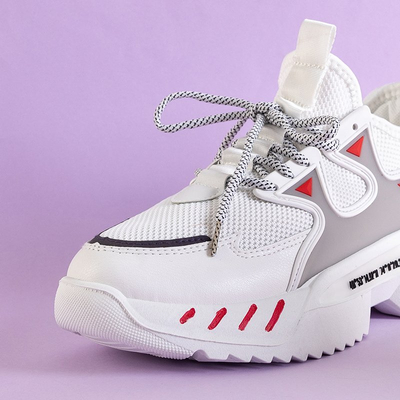 Baskets homme blanches avec éléments Gain rouges - Chaussures