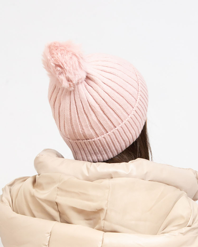 Bonnet gris brillant isolé pour femmes avec pompon - Accessoires
