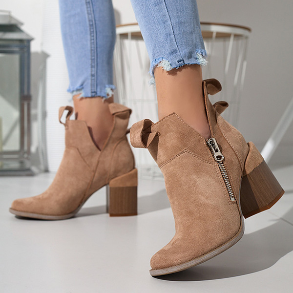 Bottes femme marron clair sur tige carrée Darera - Chaussures