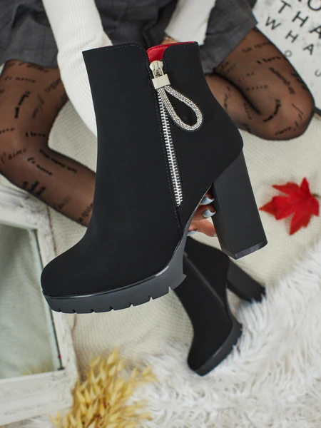 Bottines femme en cuir écologique à talons épais Marellin