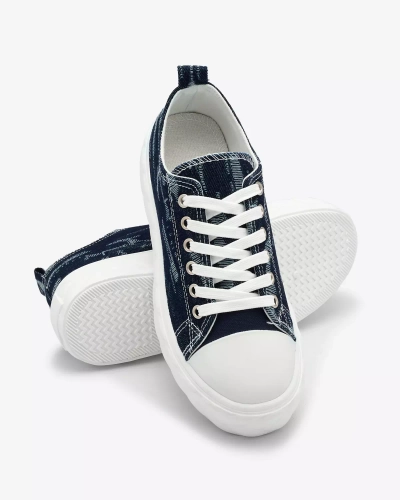 Royalfashion Baskets en denim bleu marine pour femme avec frottement Nerolera