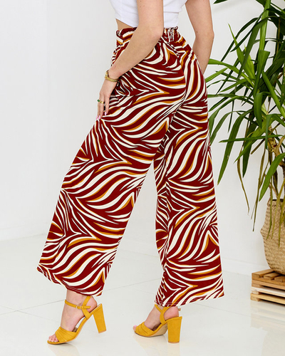 Pantalon palazzo à motifs pour femmes en rouge- Vêtements