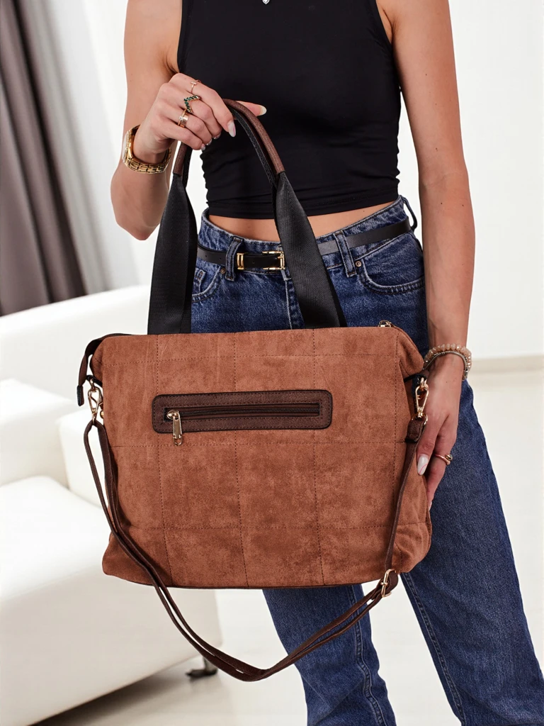 Aurelia Toscana Grand sac à main A4 marron suédé avec chaîne dorée