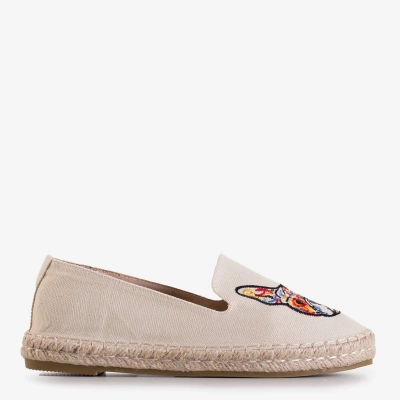 OUTLET Espadrilles femme beige avec broderie Moroni - Chaussures