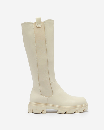 Bottes mi-mollets pour femmes crème Vebissa- Footwear