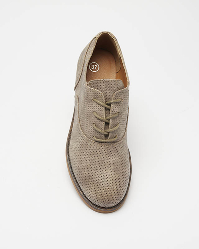 OUTLET Demi-pointes ajourées pour femme en kaki Azedvi - Chaussures