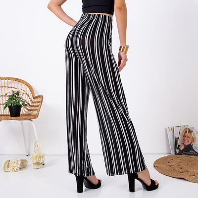 Pantalon long en tissu rayé femme noir - Vêtements