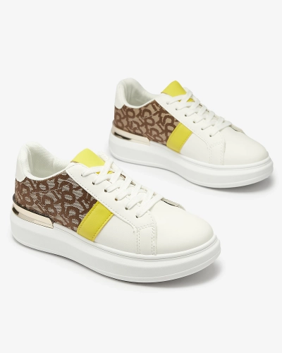 Royalfashion Chaussures de sport pour femmes blanches et marron Mlysio