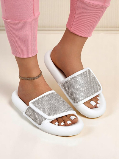 Royalfashion Claquettes plates pour femmes Sparkle Step
