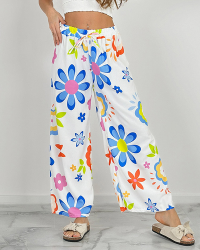 Royalfashion Pantalon large en tissu floral pour femme