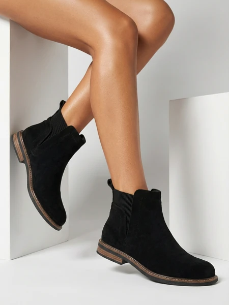 Royalfashion Noir femmes eco-suede Veysi bottes a'la sztyblettes