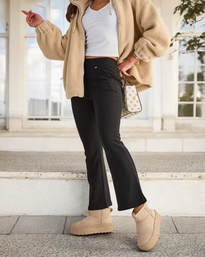 Royalfashion Leggings en éco-cuir pour femme noir a'la bells