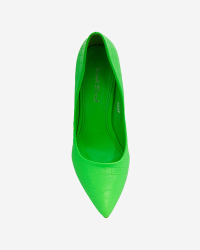 OUTLET Royalfashion Escarpins à talon aiguille pour femme vert fluo avec gaufrage Asota