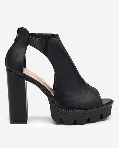 OUTLET Sandales noires pour femmes sur un poteau avec des coupes Dopofi- Footwear