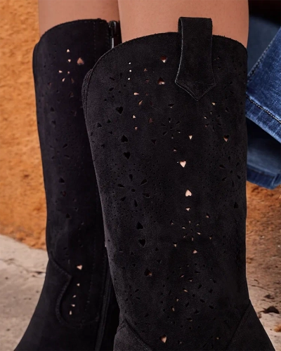 Royalfashion Evolle bottes à talons aiguille ajourées