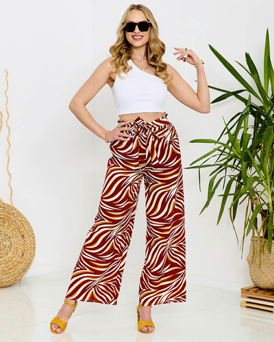 Pantalon palazzo à motifs pour femmes en rouge- Vêtements