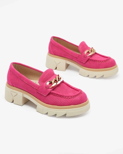 Royalfashion Mocassins en daim écologique avec embellissement doré en fuchsia Zaffix