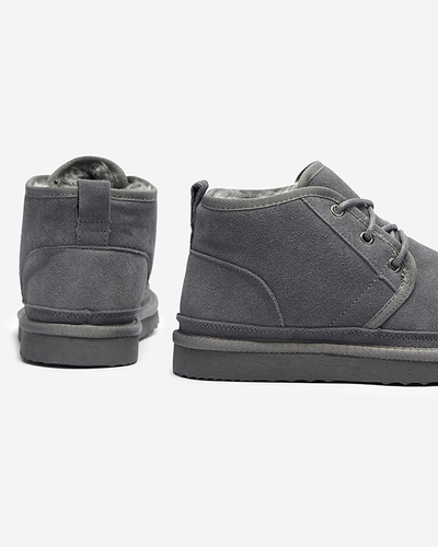 Bottes de neige nouées pour femmes grises avec fourrure Miusho - Chaussures