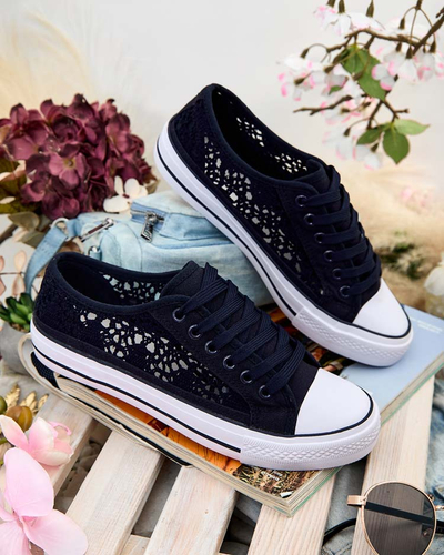 Baskets ajourées Callista bleu marine pour femmes avec semelle plate