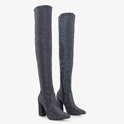 Bottes brillantes pour femmes en graphite sur le poteau de Goslaw - Chaussures