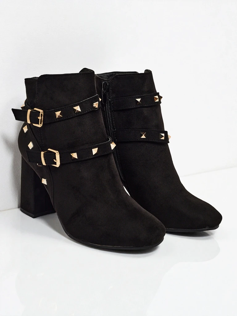 Nova Eleganza Botki na Słupku z Złotymi Elementami