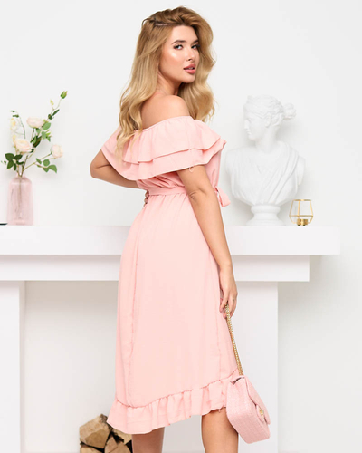 Robe femme corail à volants - Vêtement