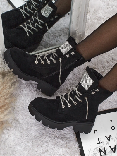 Bottines à lacets en éco-daim pour femmes Tessaro