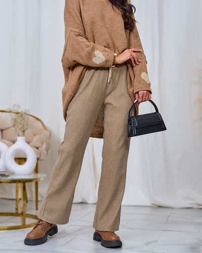 Royalfashion Pantalon en velours côtelé pour femme de couleur kaki